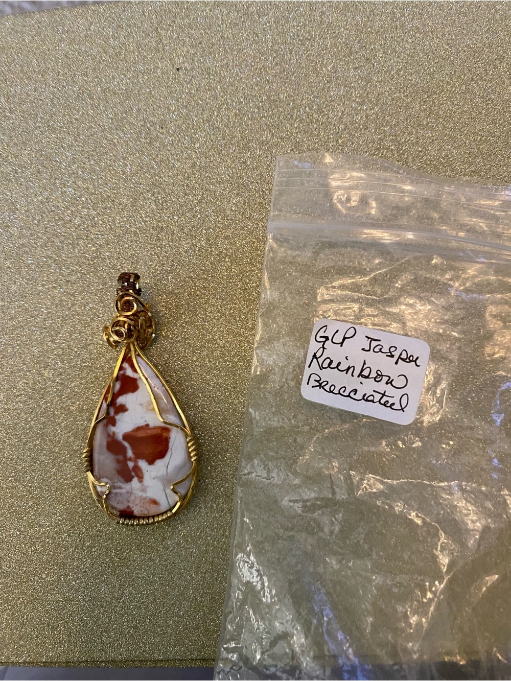 Gold Plated Jasper Rainbow Cabochon
